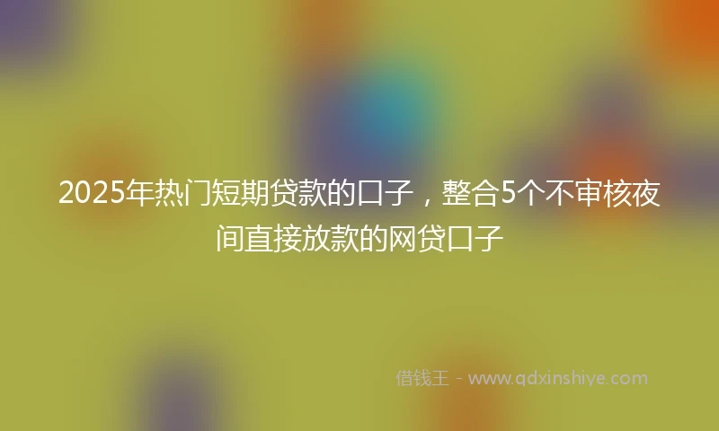 2025年热门短期贷款的口子，整合5个不审核夜间直接放款的网贷口子