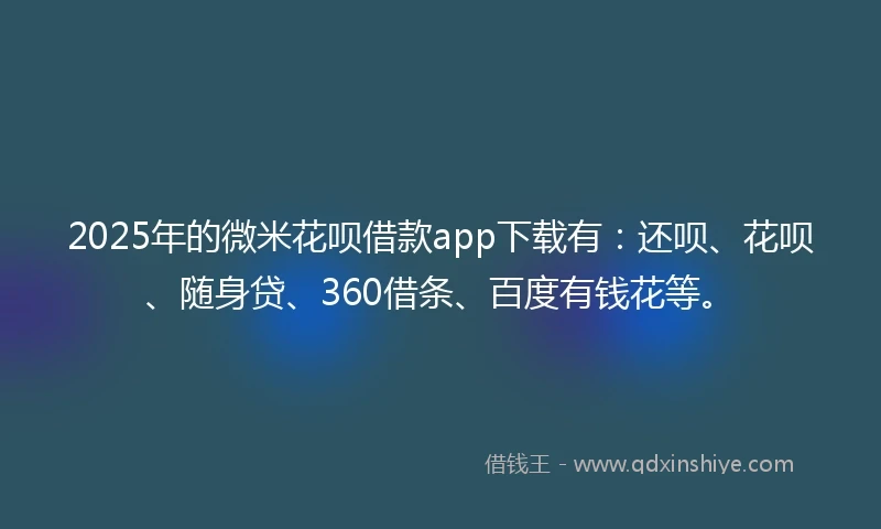 2025年的微米花呗借款app下载有：还呗、花呗、随身贷、360借条、百度有钱花等。