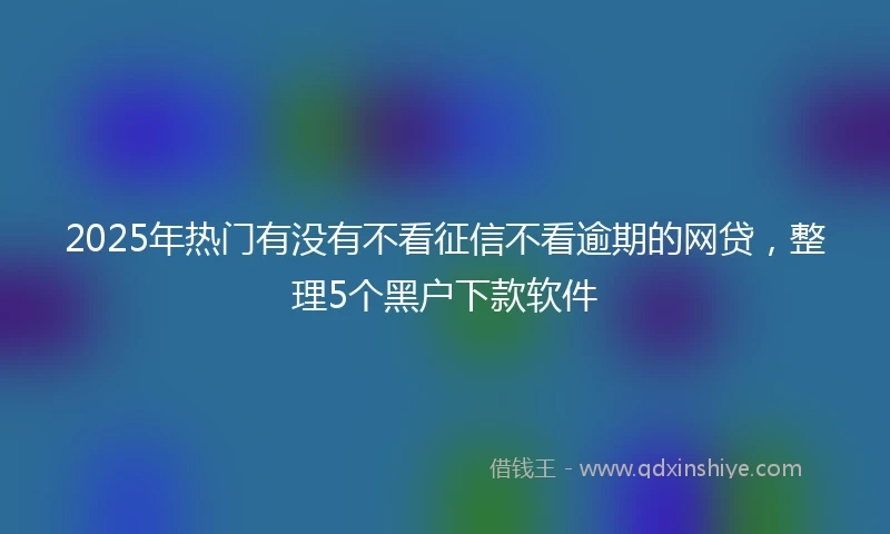 2025年热门有没有不看征信不看逾期的网贷，整理5个黑户下款软件