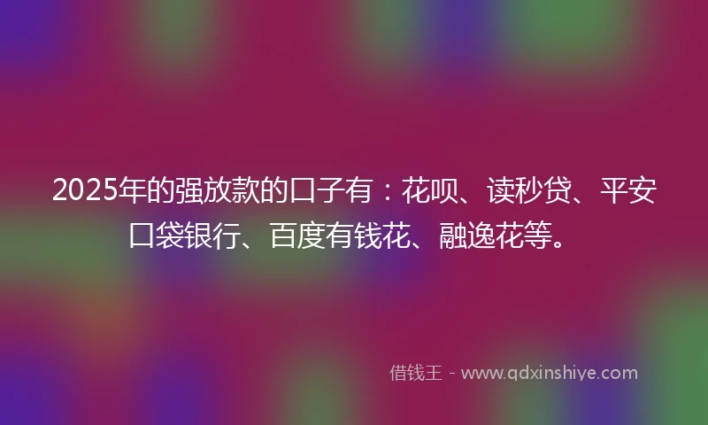 2025年的强放款的口子有：花呗、读秒贷、平安口袋银行、百度有钱花、融逸花等。