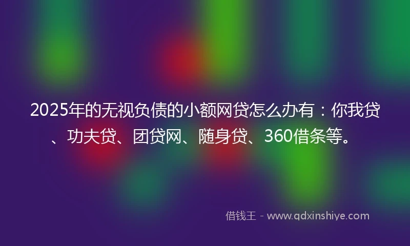2025年的无视负债的小额网贷怎么办有：你我贷、功夫贷、团贷网、随身贷、360借条等。