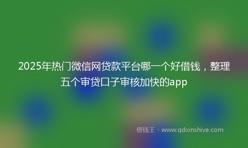 2025年热门微信网贷款平台哪一个好借钱，整理五个审贷口子审核加快的app