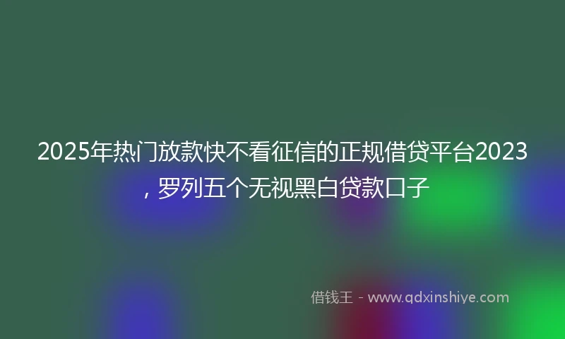 2025年热门放款快不看征信的正规借贷平台2023，罗列五个无视黑白贷款口子