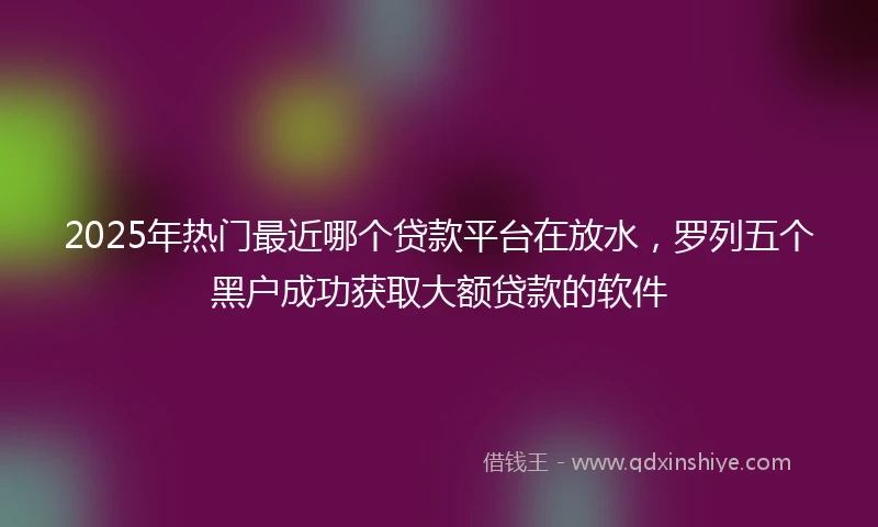 2025年热门最近哪个贷款平台在放水，罗列五个黑户成功获取大额贷款的软件