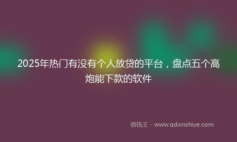 2025年热门有没有个人放贷的平台，盘点五个高炮能下款的软件