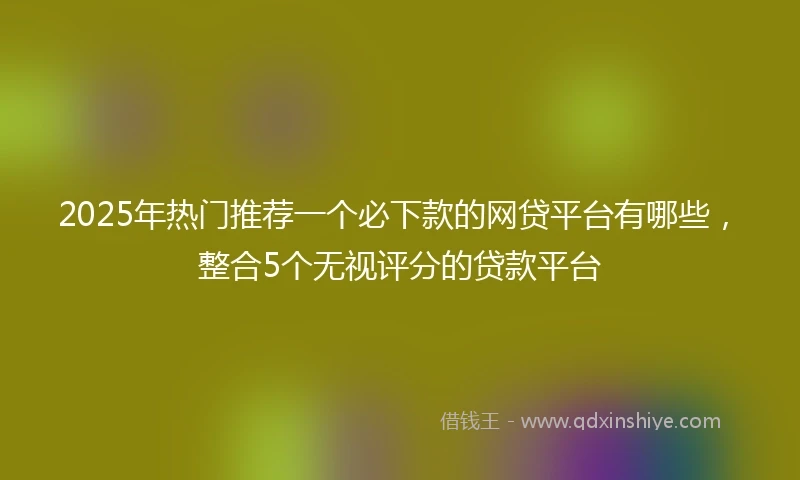 2025年热门推荐一个必下款的网贷平台有哪些，整合5个无视评分的贷款平台