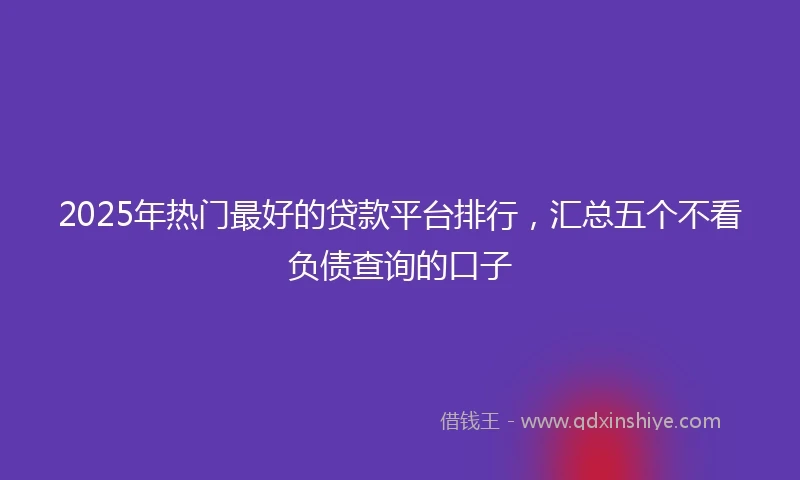 2025年热门最好的贷款平台排行，汇总五个不看负债查询的口子