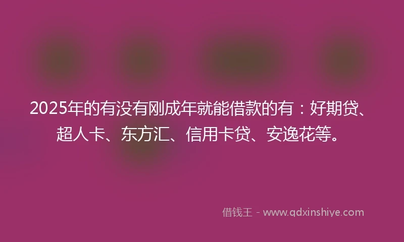 2025年的有没有刚成年就能借款的有：好期贷、超人卡、东方汇、信用卡贷、安逸花等。