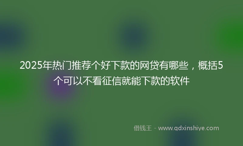 2025年热门推荐个好下款的网贷有哪些，概括5个可以不看征信就能下款的软件