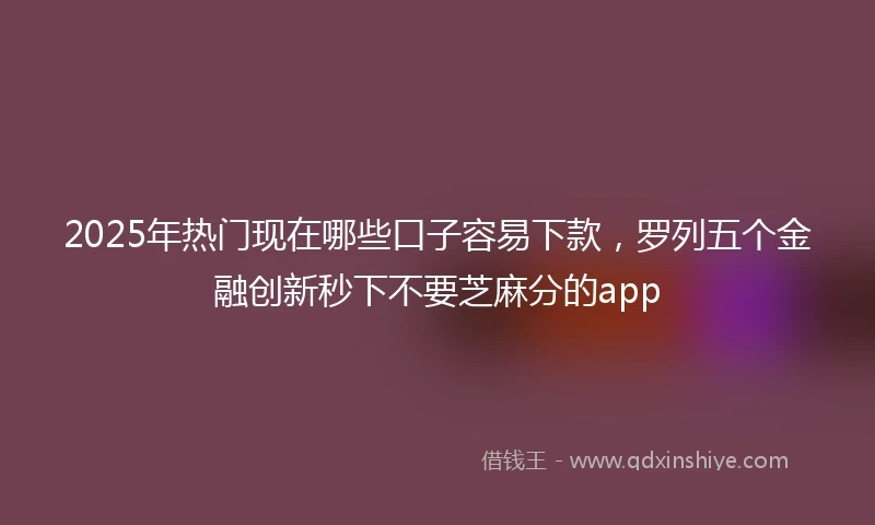 2025年热门现在哪些口子容易下款，罗列五个金融创新秒下不要芝麻分的app