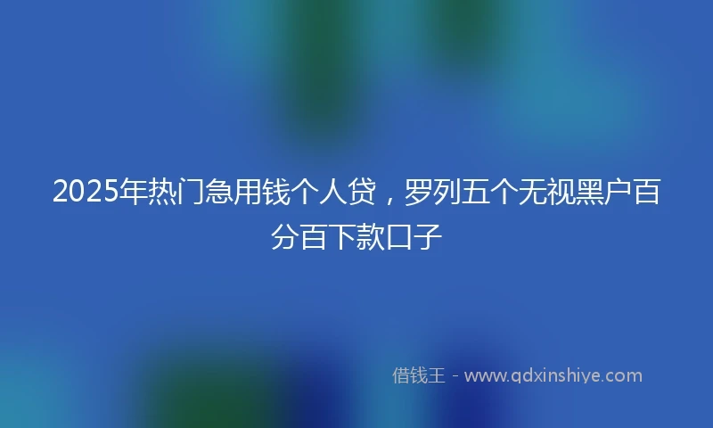 2025年热门急用钱个人贷，罗列五个无视黑户百分百下款口子