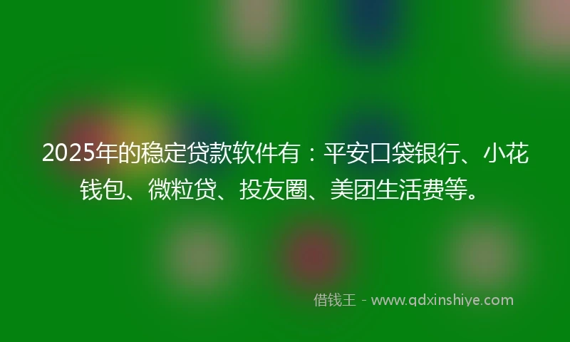 2025年的稳定贷款软件有：平安口袋银行、小花钱包、微粒贷、投友圈、美团生活费等。
