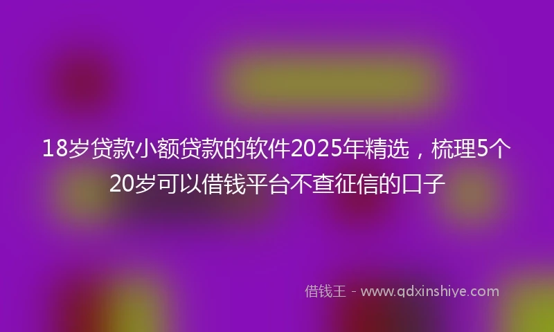 18岁贷款小额贷款的软件2025年精选，梳理5个20岁可以借钱平台不查征信的口子