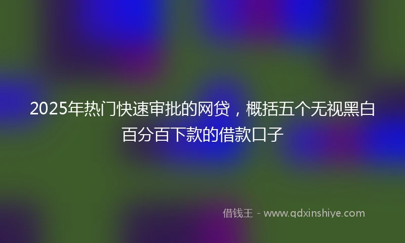 2025年热门快速审批的网贷，概括五个无视黑白百分百下款的借款口子