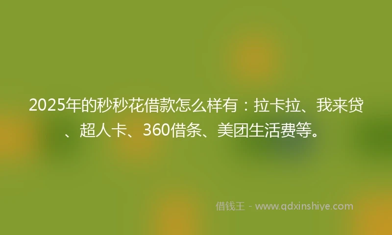 2025年的秒秒花借款怎么样有：拉卡拉、我来贷、超人卡、360借条、美团生活费等。