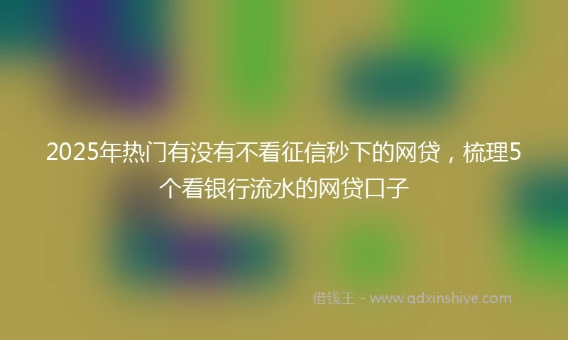 2025年热门有没有不看征信秒下的网贷，梳理5个看银行流水的网贷口子