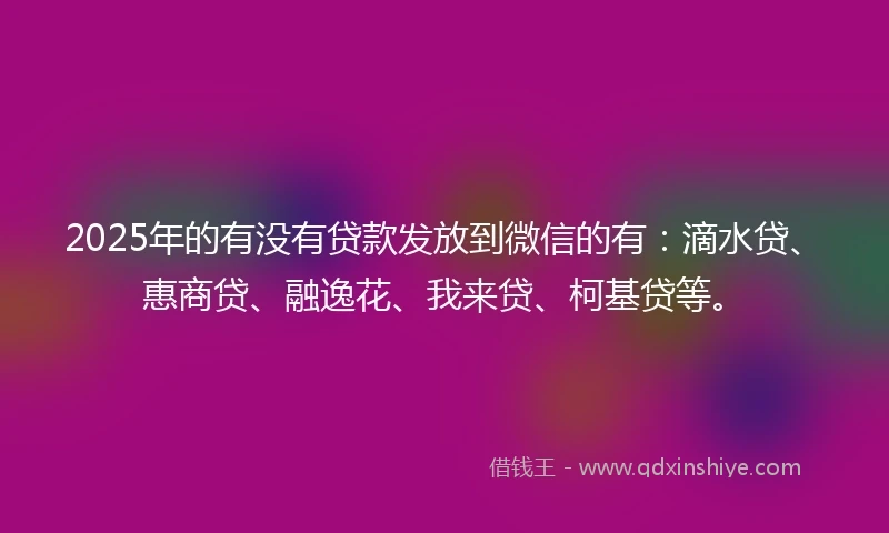 2025年的有没有贷款发放到微信的有：滴水贷、惠商贷、融逸花、我来贷、柯基贷等。