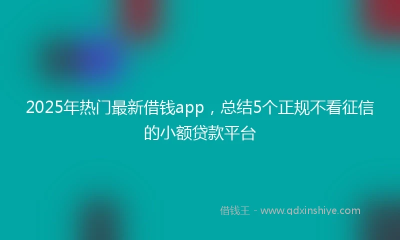 2025年热门最新借钱app，总结5个正规不看征信的小额贷款平台