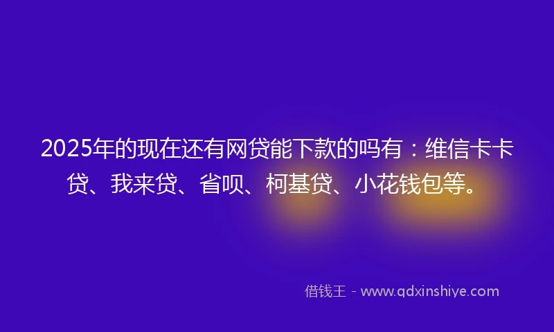 2025年的现在还有网贷能下款的吗有：维信卡卡贷、我来贷、省呗、柯基贷、小花钱包等。