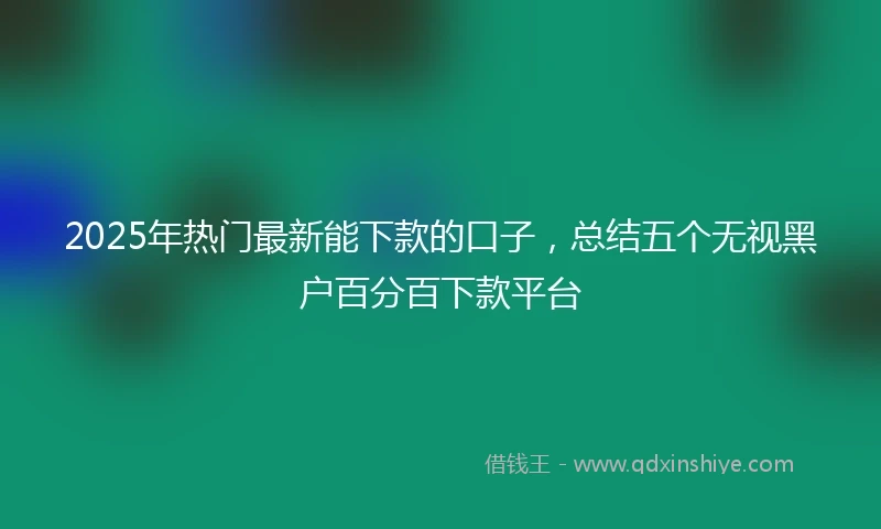 2025年热门最新能下款的口子，总结五个无视黑户百分百下款平台