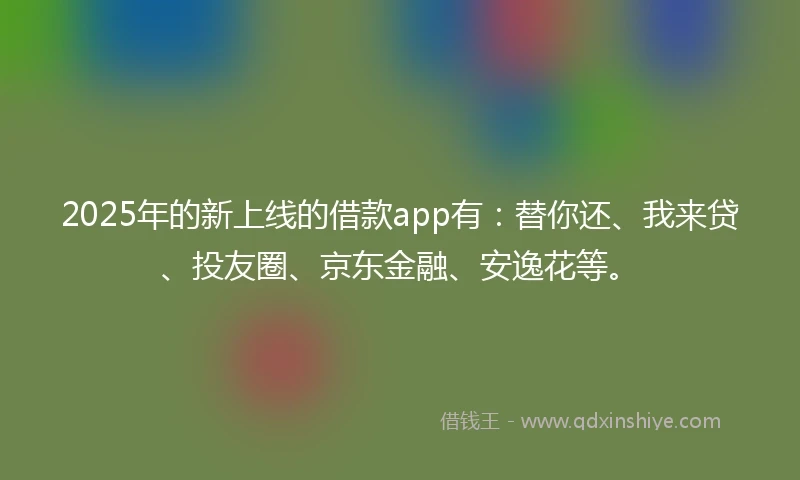 2025年的新上线的借款app有：替你还、我来贷、投友圈、京东金融、安逸花等。