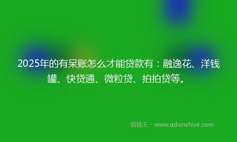 2025年的有呆账怎么才能贷款有：融逸花、洋钱罐、快贷通、微粒贷、拍拍贷等。