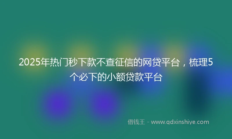 2025年热门秒下款不查征信的网贷平台，梳理5个必下的小额贷款平台