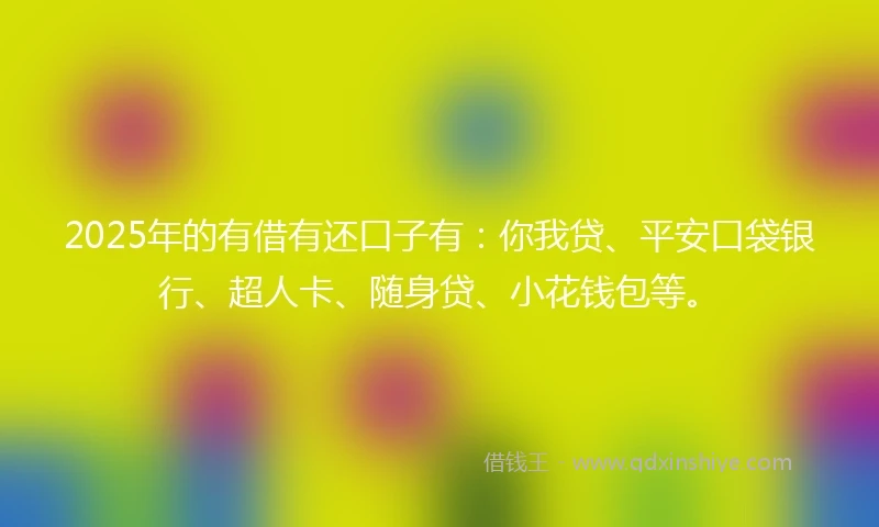 2025年的有借有还口子有：你我贷、平安口袋银行、超人卡、随身贷、小花钱包等。