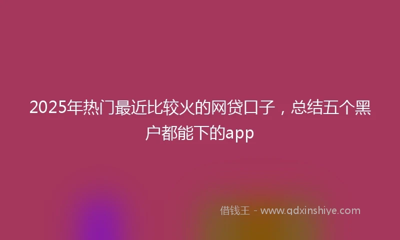 2025年热门最近比较火的网贷口子，总结五个黑户都能下的app