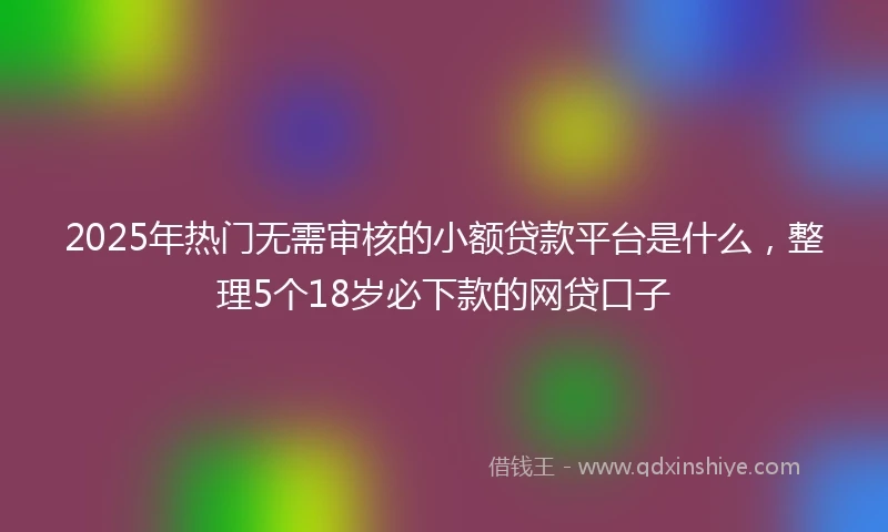 2025年热门无需审核的小额贷款平台是什么，整理5个18岁必下款的网贷口子