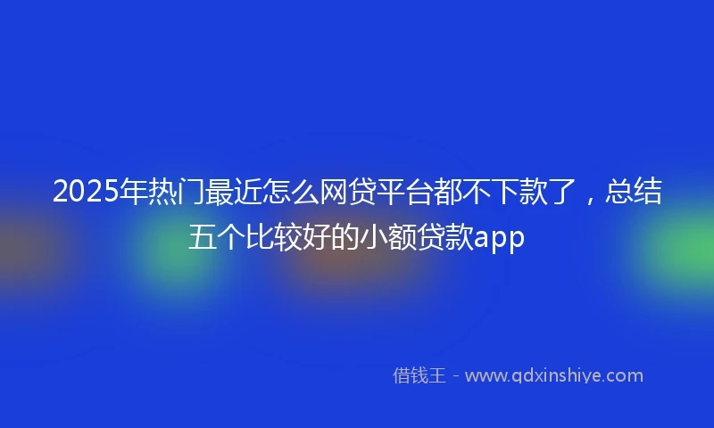 2025年热门最近怎么网贷平台都不下款了，总结五个比较好的小额贷款app