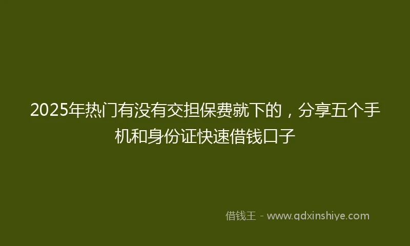 2025年热门有没有交担保费就下的，分享五个手机和身份证快速借钱口子