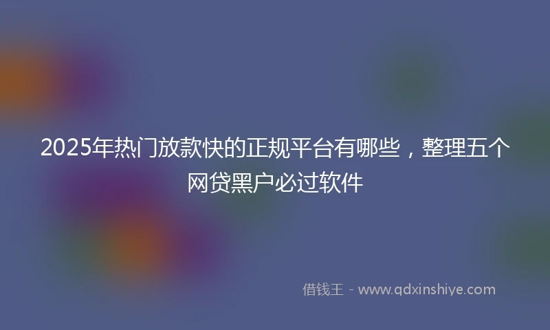 2025年热门放款快的正规平台有哪些，整理五个网贷黑户必过软件