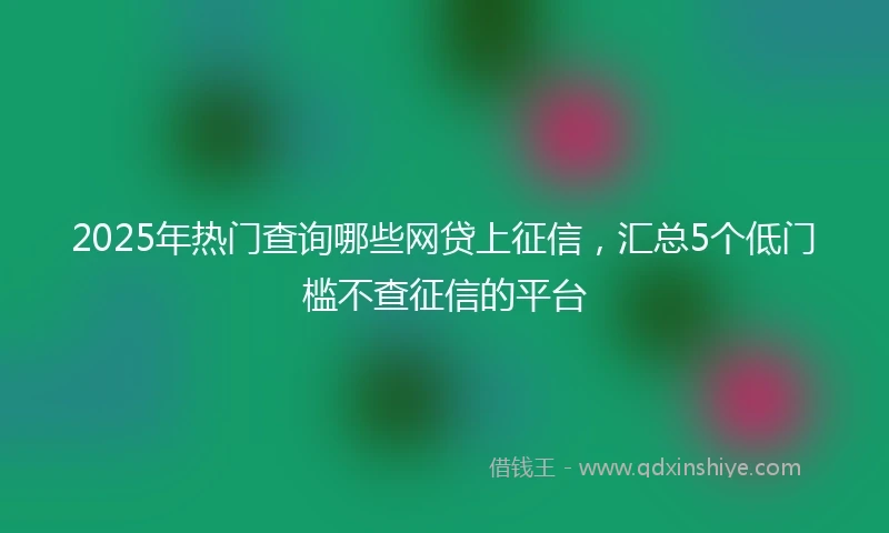 2025年热门查询哪些网贷上征信，汇总5个低门槛不查征信的平台