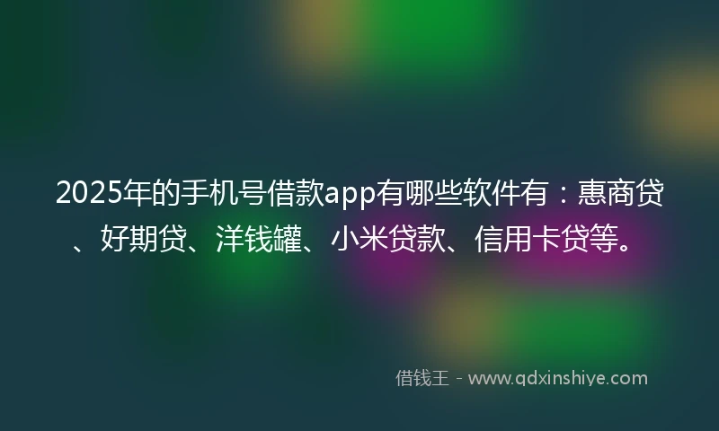 2025年的手机号借款app有哪些软件有：惠商贷、好期贷、洋钱罐、小米贷款、信用卡贷等。