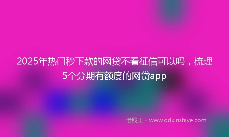 2025年热门秒下款的网贷不看征信可以吗，梳理5个分期有额度的网贷app