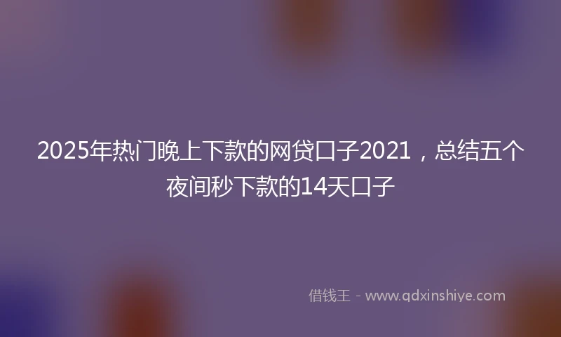 2025年热门晚上下款的网贷口子2021，总结五个夜间秒下款的14天口子