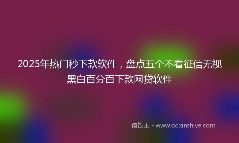 2025年热门秒下款软件，盘点五个不看征信无视黑白百分百下款网贷软件