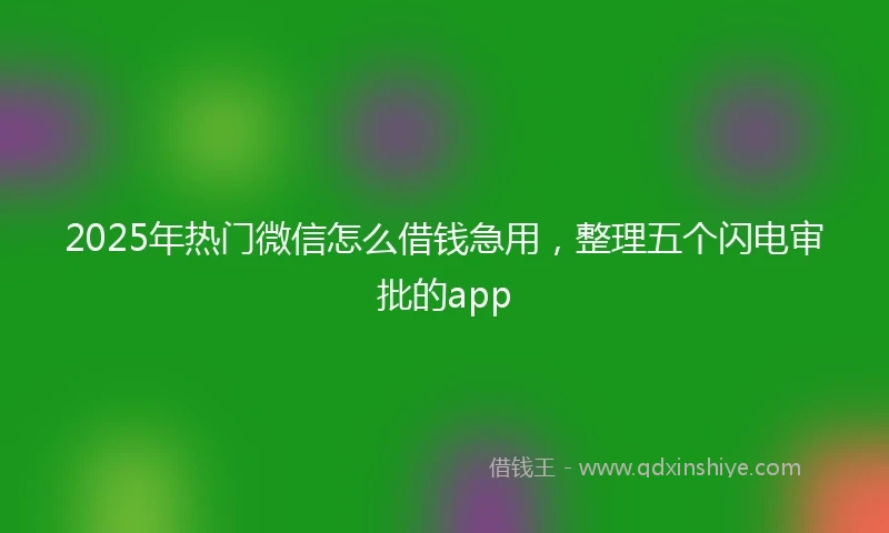 2025年热门微信怎么借钱急用，整理五个闪电审批的app