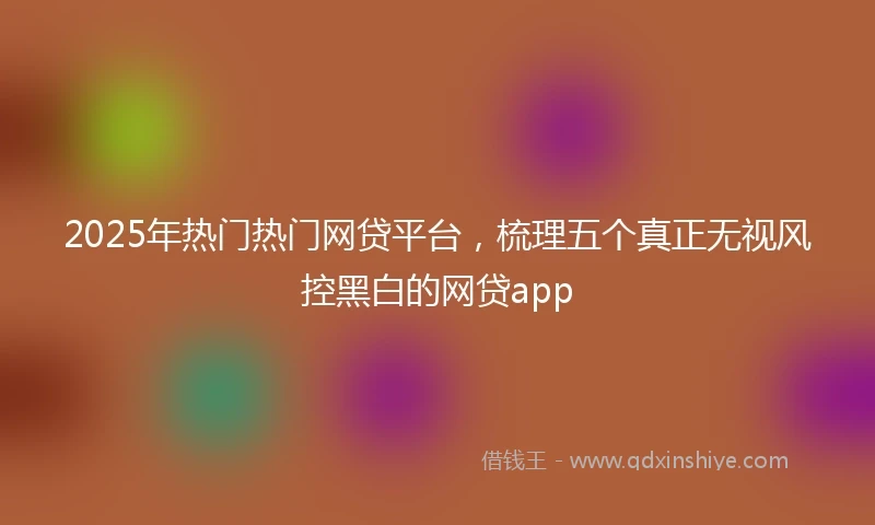 2025年热门热门网贷平台，梳理五个真正无视风控黑白的网贷app