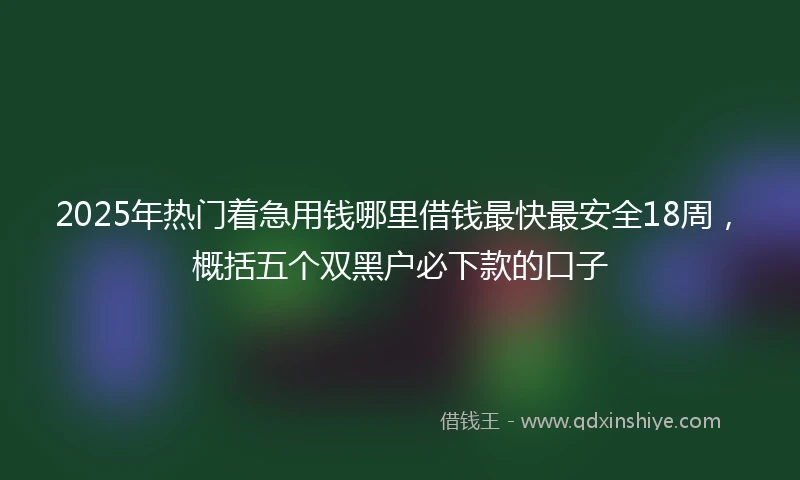 2025年热门着急用钱哪里借钱最快最安全18周，概括五个双黑户必下款的口子