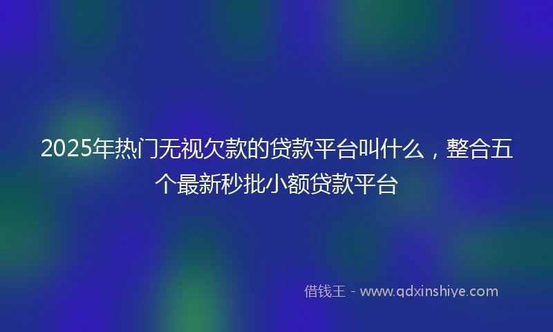 2025年热门无视欠款的贷款平台叫什么，整合五个最新秒批小额贷款平台