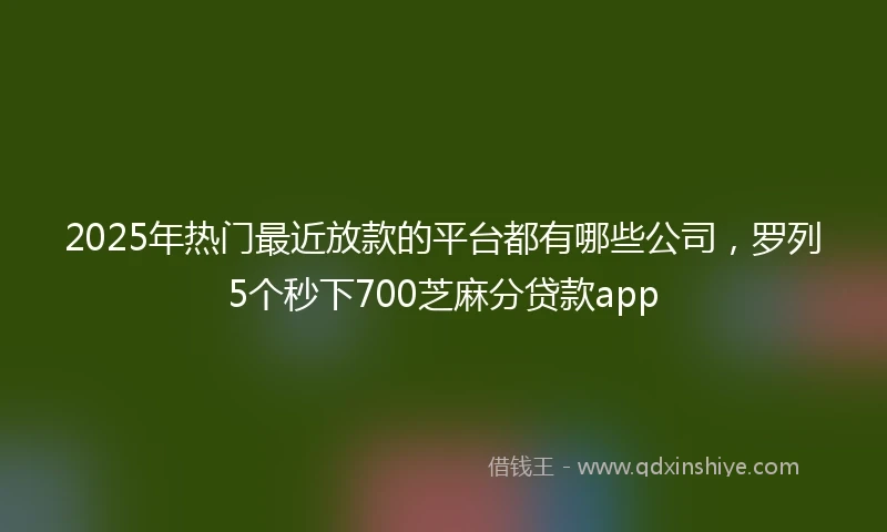 2025年热门最近放款的平台都有哪些公司，罗列5个秒下700芝麻分贷款app