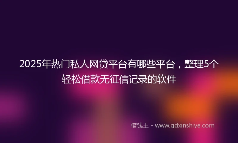 2025年热门私人网贷平台有哪些平台，整理5个轻松借款无征信记录的软件