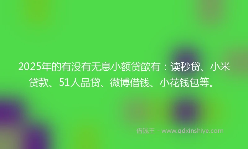 2025年的有没有无息小额贷欿有：读秒贷、小米贷款、51人品贷、微博借钱、小花钱包等。