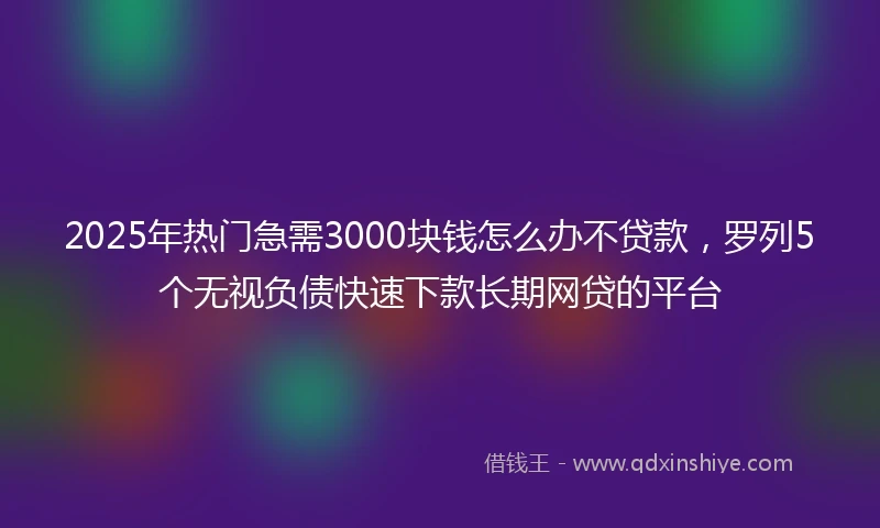 2025年热门急需3000块钱怎么办不贷款，罗列5个无视负债快速下款长期网贷的平台