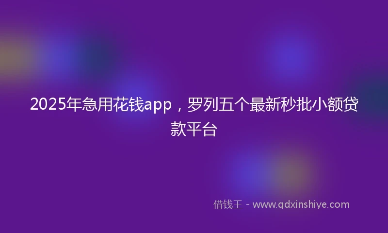 2025年急用花钱app，罗列五个最新秒批小额贷款平台