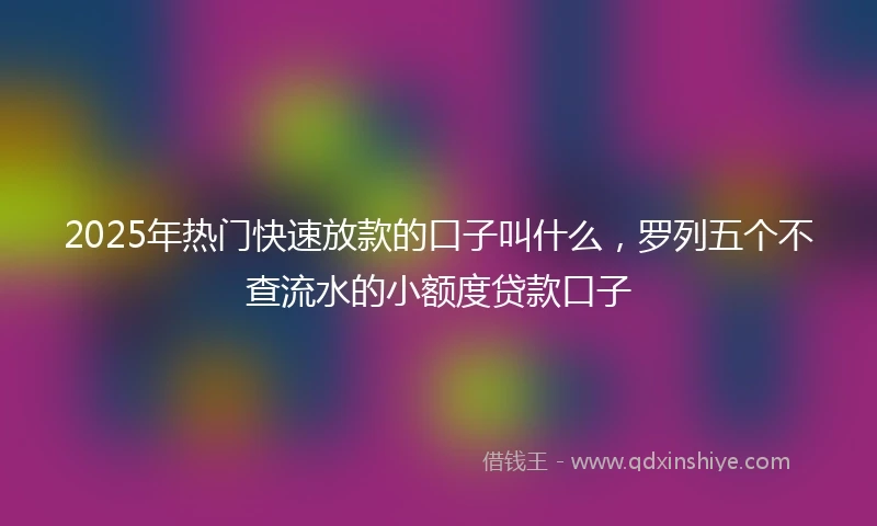 2025年热门快速放款的口子叫什么，罗列五个不查流水的小额度贷款口子