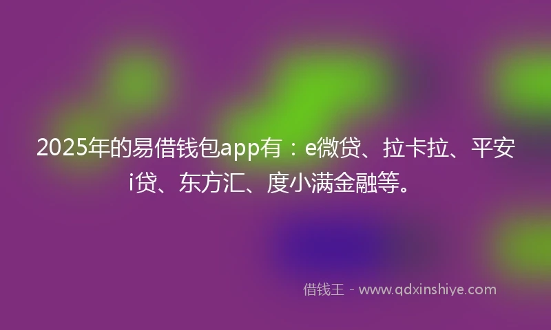 2025年的易借钱包app有：e微贷、拉卡拉、平安i贷、东方汇、度小满金融等。