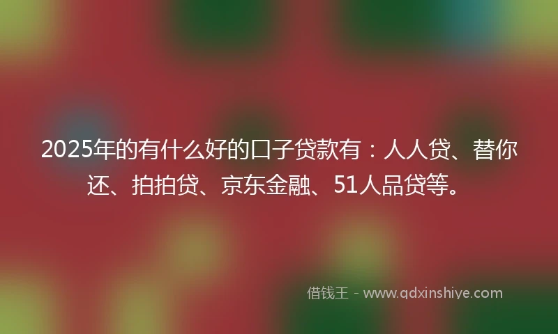2025年的有什么好的口子贷款有：人人贷、替你还、拍拍贷、京东金融、51人品贷等。